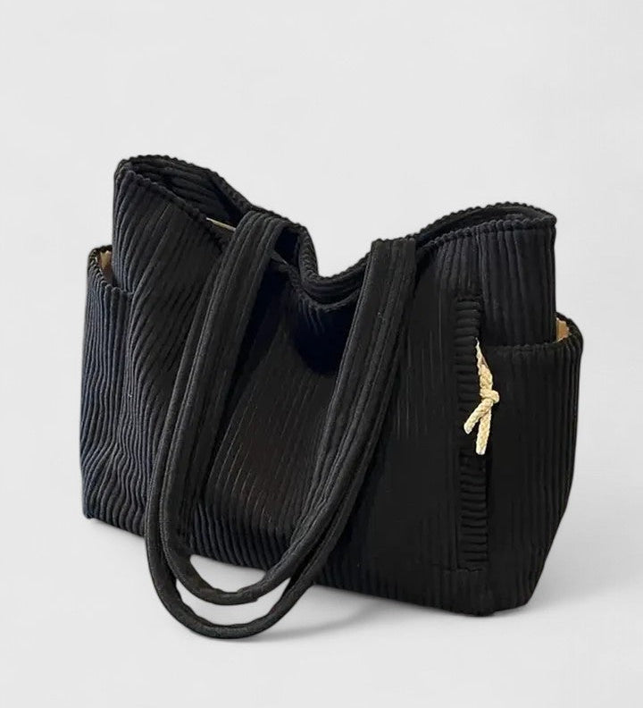 Léa | Sac fourre-tout en ribbed luxueux avec détails en cordon