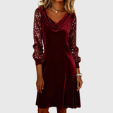 Sophie | Robe à Manches en Velours Étincelant