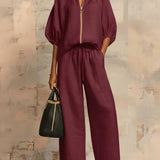 Alba | Ensemble de deux pièces : Chemise décontractée et pantalon large