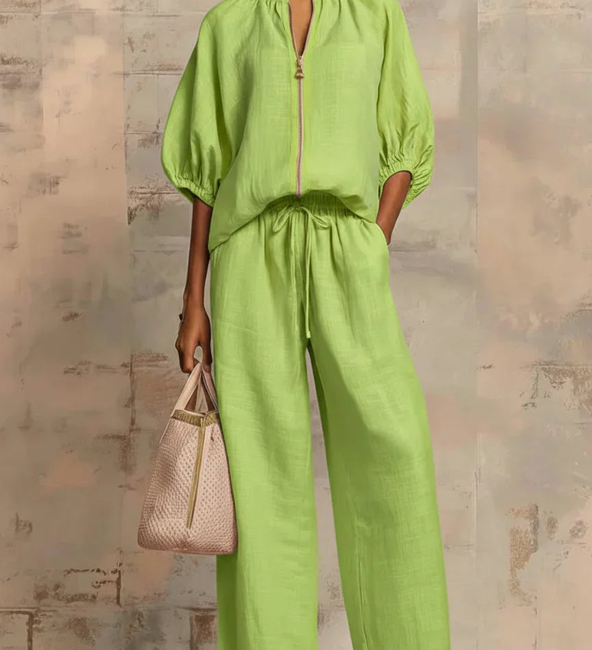 Alba | Ensemble de deux pièces : Chemise décontractée et pantalon large